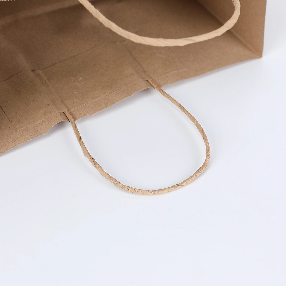 Square Bottom Biodegradable Paper Gift Shopping Bag Brown Kraft Paper Bag